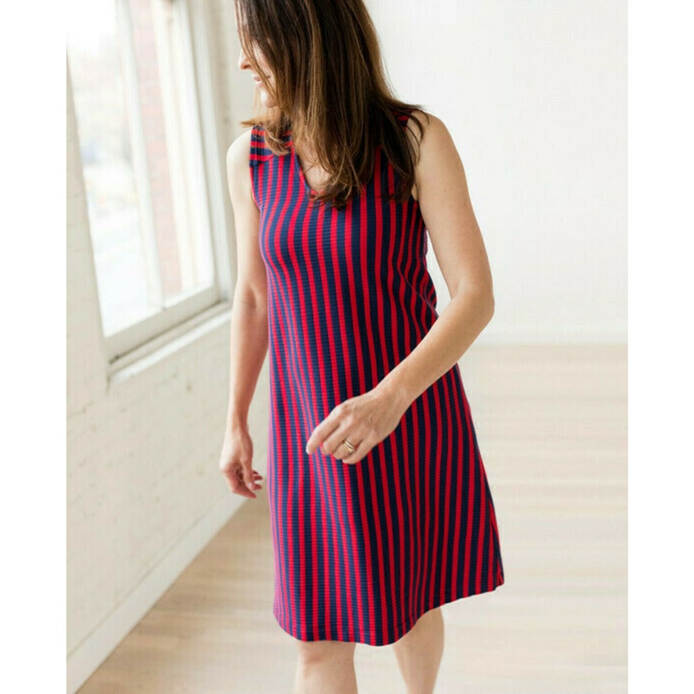 NWT Hanna Andersson Soft Ribbed V-Neck Dress Striped Patriotic USA Nautical